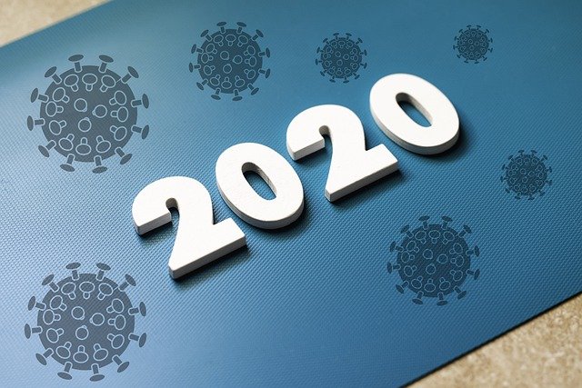 Image of 2020 with Corona virus background